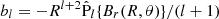 Mathematical equation: $ b_l=-R^{l+2}\hat{\mathrm{P}}_{l} \{B_r(R,\theta)\}/(l+1) $