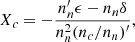 Mathematical equation: $$ \begin{aligned} X_c&= -\frac{n_n^{\prime }\epsilon -n_n\delta }{n_n^2(n_c/n_n)^{\prime }} , \end{aligned} $$