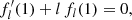 Mathematical equation: $$ \begin{aligned}&f^{\prime }_l(1)+l\,f_l(1)=0,\end{aligned} $$