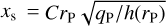 Mathematical equation: ${x_{\rm{s}}} = C{r_{\rm{P}}}\sqrt {{q_{\rm{P}}}/h\left( {{r_{\rm{P}}}} \right)} $