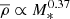 Mathematical equation: $ \overline{\rho}\propto M_*^{0.37} $