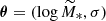 Mathematical equation: $ \boldsymbol{\theta}=(\log \widetilde{M}_*,\sigma) $