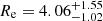 Mathematical equation: $ R_{\mathrm{e}} = 4.06^{+1.55}_{-1.02} $