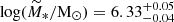 Mathematical equation: $ \log (\widetilde{M}_*/\mathrm{{\mathrm{M}_{\odot}}}) = 6.33_{-0.04}^{+0.05} $