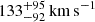 $ 133^{+95}_{-92}\,{\mathrm{km\,s}^{-1}} $
