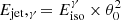 $ E_{\mathrm{jet}},_{\gamma}=E_{\mathrm{iso}}^{\gamma} \times \theta_{\mathrm{0}}^2 $