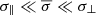 Mathematical equation: $ {\sigma_\|}\ll{\overline\sigma}\ll{\sigma_\perp} $