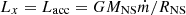 Mathematical equation: $ L_{x}=L_{\mathrm{acc}}=GM_{\mathrm{NS}}{\dot m}/R_{\mathrm{NS}} $