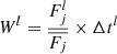 Mathematical equation: $$ \begin{aligned} W^l=\frac{F_j^l}{\overline{F_j}}\times \Delta t^l \end{aligned} $$