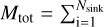 Mathematical equation: $M_{\mathrm{tot}} = \sum_{\mathrm{i=1}}^{N_{\mathrm{sink}}} M_{\mathrm{i}} $