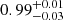 Mathematical equation: $ {0.99}_{-0.03}^{+0.01} $