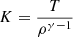 Mathematical equation: $$ \begin{aligned} K=\frac{T}{{\rho }^{\gamma -1}} \end{aligned} $$