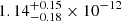 $ 1.14^{+0.15}_{-0.18} \times 10^{-12} $