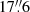 Mathematical equation: $ 17{{\overset{\prime\prime}{.}}}6 $