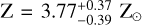 Mathematical equation: $\mathrm{Z}=3.77_{-0.39}^{+0.37} \ \mathrm{Z}_{\odot}$