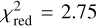 Mathematical equation: $\chi_{\text {red}}^{2}=2.75$
