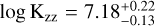 Mathematical equation: $\log \mathrm{K}_{\mathrm{zz}}=7.18_{-0.13}^{+0.22}(\mathrm{cgs})$