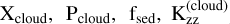 Mathematical equation: $\mathrm{X}_{\text {cloud}}, \mathrm{P}_{\text {cloud}}, \mathrm{f}_{\text {sed}}, \mathrm{K}_{\mathrm{zz}}^{\text {(cloud)}}$