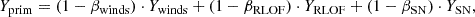 Mathematical equation: $$ \begin{aligned} Y_{\rm prim}= (1-\beta _{\rm winds})\cdot Y_{\rm winds} + (1-\beta _{\rm RLOF})\cdot Y_{\rm RLOF} + (1-\beta _{\rm SN})\cdot Y_{\rm SN}, \end{aligned} $$