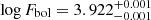 Mathematical equation: $ \log F_{\mathrm{bol}} = 3.922_{-0.001}^{+0.001} $