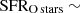 Mathematical equation: $ \rm SFR_{O\,stars}\sim $