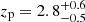 Mathematical equation: $ z_{\mathrm{p}} = 2.8^{+0.6}_{-0.5} $