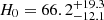 Mathematical equation: $ H_0 = 66.2^{+19.3}_{-12.1} $