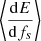 Mathematical equation: $ \left\langle \frac{\mathrm{d} E}{{\mathrm{d}}f_s} \right\rangle $