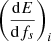 Mathematical equation: $ \left(\frac{\mathrm{d} E}{{\mathrm{d}}f_s}\right)_i $