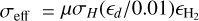 Mathematical equation: $\sigma_{\rm eff} = \mu \sigma_H (\epsilon_d/0.01) \epsilon_{\rm H_2}$