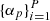 Mathematical equation: $ \{\alpha_p\}_{i = 1}^{P} $
