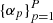 Mathematical equation: $ \{\alpha_p\}_{p = 1}^{P} $