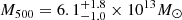 Mathematical equation: $ M_{500} = 6.1_{-1.0}^{+1.8}\times10^{13}M_\odot $