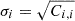 Mathematical equation: $ \sigma_{i} = \sqrt{C_{i,i}} $