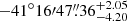 $ -41^\circ16{\prime}47{{\overset{\prime\prime}{.}}}36^{+2.05}_{-4.20} $