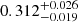 $ 0.312^{+0.026}_{-0.019} $