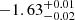 $ -1.63_{-0.02}^{+0.01} $