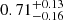 $ 0.71^{+0.13}_{-0.16} $