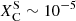 Mathematical equation: $ X_{\mathrm{C}}^{\mathrm{S}} \sim 10^{-5} $