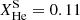Mathematical equation: $ X_{\mathrm{He}}^{\mathrm{S}} = 0.11 $