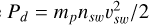 Mathematical equation: $\[P_{d}=m_{p} n_{s w} v_{s w}^{2} / 2\]$