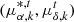 Mathematical equation: $ (\mu_{\alpha,k}^{*,t}, \mu_{\delta,k}^{t}) $