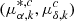 Mathematical equation: $ (\mu_{\alpha,k}^{*,c}, \mu_{\delta,k}^{c}) $