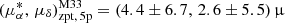 Mathematical equation: $ (\mu_{\alpha}^{*},\,\mu_\delta)_{\mathrm{zpt,\,5p}}^{\mathrm{M33}} = (4.4 \pm 6.7,\,2.6 \pm 5.5)\,{\upmu} $
