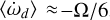 Mathematical equation: $\[\left\langle\dot{\omega}_{d}\right\rangle \approx -\Omega / 6\]$