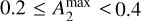 Mathematical equation: $0.2 \le A_2^{\max } < 0.4$
