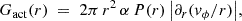 Mathematical equation: $$ \begin{aligned} G_{\rm act}(r) \;=\; 2\pi \,r^2\,\alpha \,P(r)\,\bigl |\partial _r(v_\phi /r)\bigr |, \end{aligned} $$