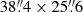 Mathematical equation: $ 38{{\overset{\prime\prime}{.}}}4 \times 25{{\overset{\prime\prime}{.}}}6 $