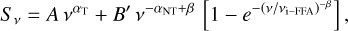 Mathematical equation: $S_{v}=A v^{\alpha_{\mathrm{T}}}+B^{\prime} v^{-\alpha_{\mathrm{NT}}+\beta}\left[1-e^{-\left(v / v_{\mathrm{i}-\mathrm{FFA}}\right)^{-\beta}}\right],$