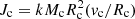 Mathematical equation: $ J_{\mathrm{c}}=kM_{\mathrm{c}}R_{\mathrm{c}}^{2}(v_{\mathrm{c}}/R_{\mathrm{c}}) $